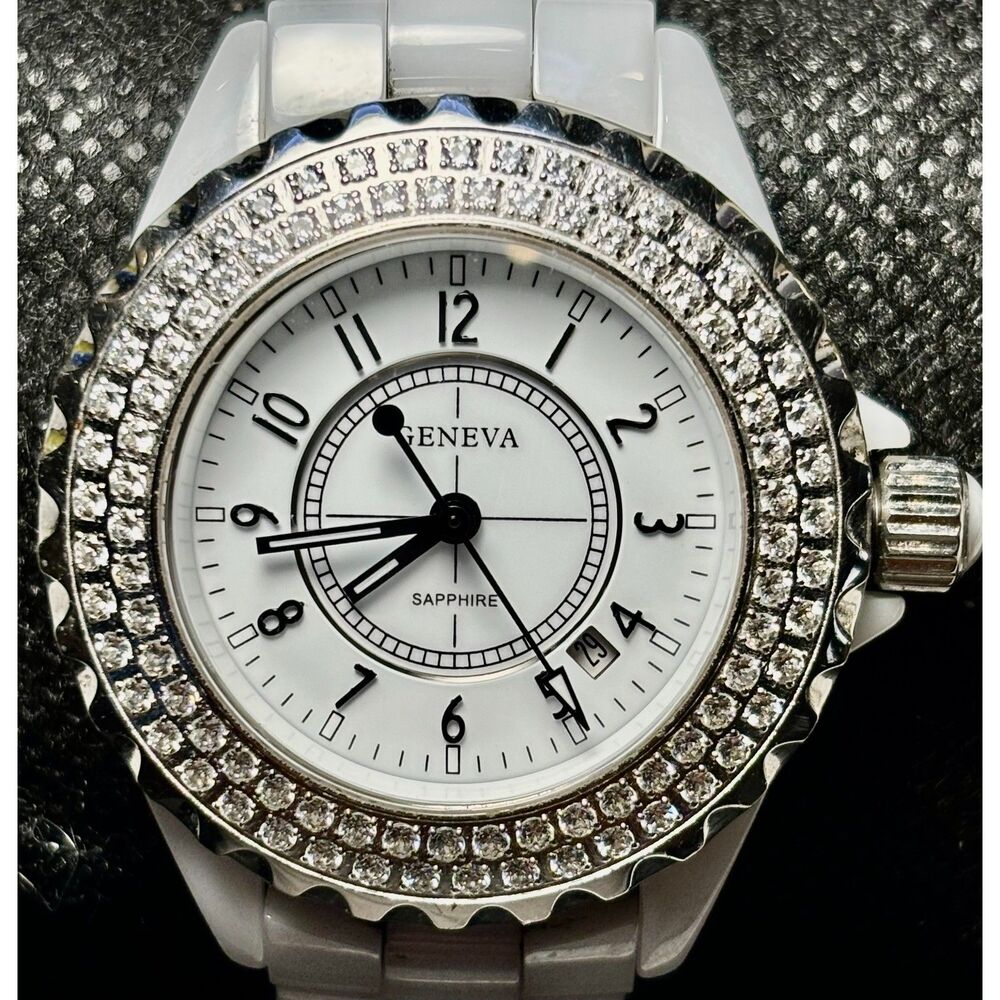 Stunning Geneva Classic White Ceramic-Style Watch